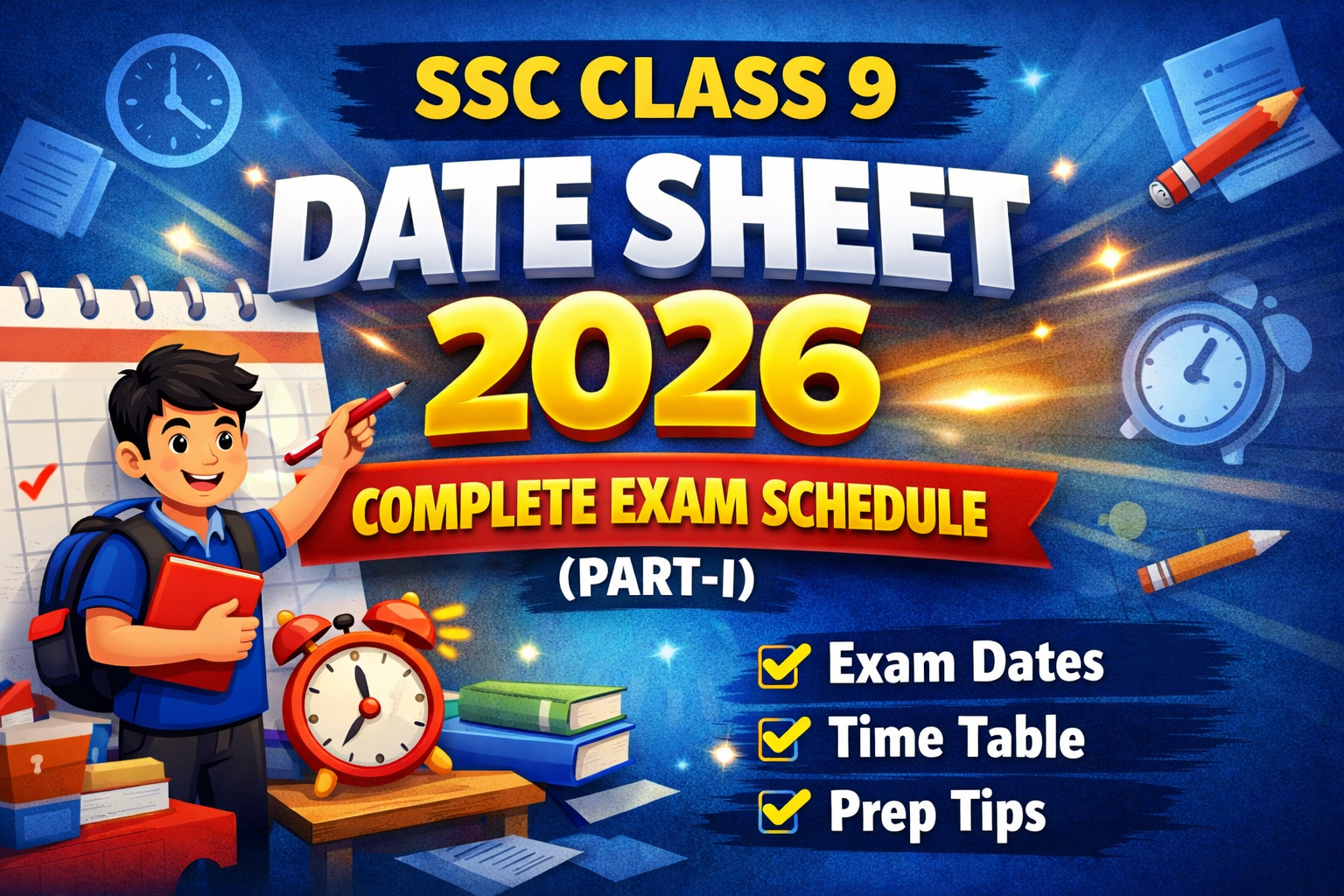 SSC Class 9 Date Sheet 2026 – Complete Exam Schedule (Part-I)